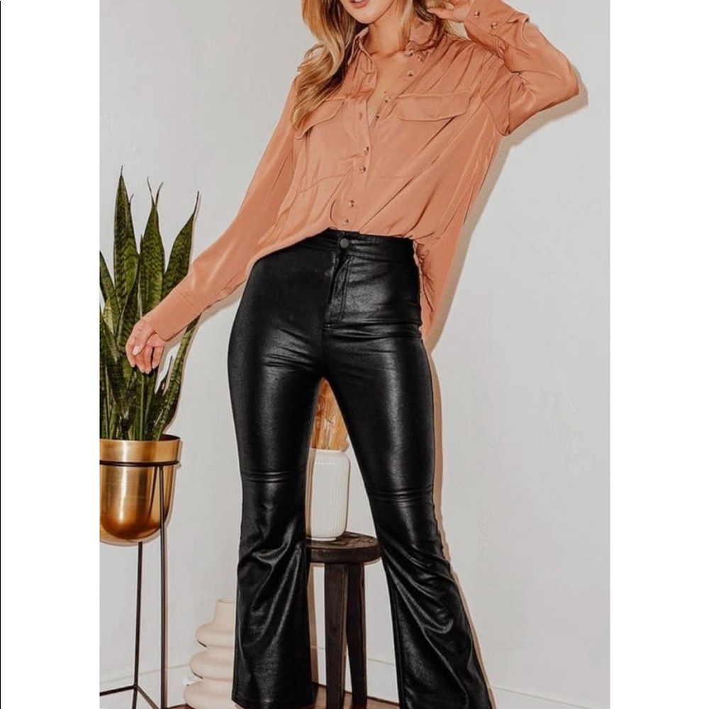 Free People Faux Leather Flare Pants